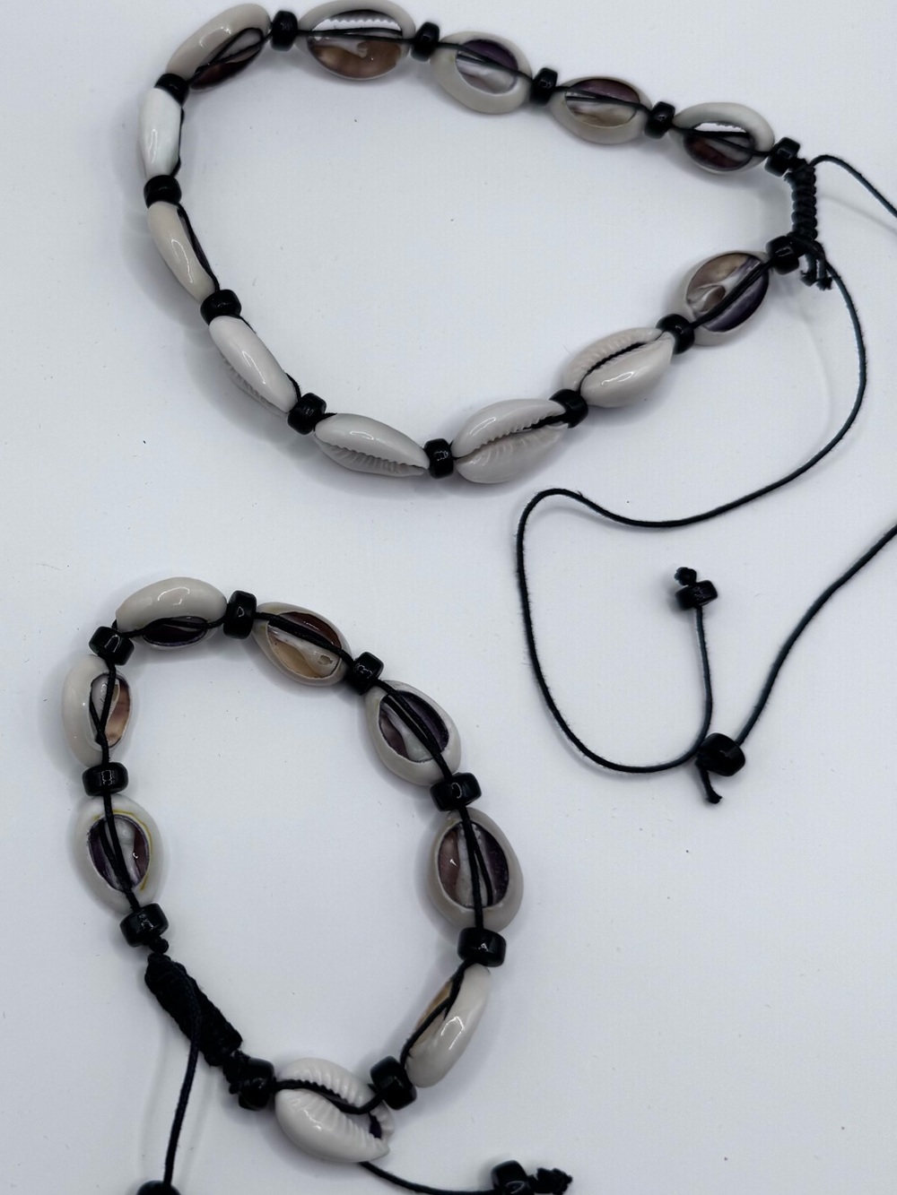 Vintage 90s Y2K Boho Cowrie Shell Necklace & Matching Bracelet Set
